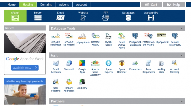 hosting con cpanel