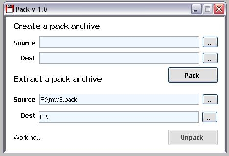Pack - Software per concatenare files, Software