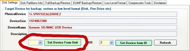 Raw Disk select drive, Informatica