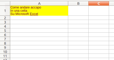 Andare accapo Microsoft Excel la combinazione di tasti da utilizzare, Informatica