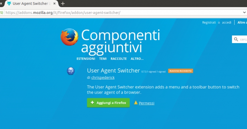 User Agent Switcher, utile per rendere firefox linux compatibile con TimVision, 